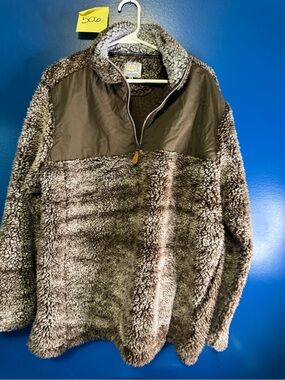 MM Vintage Inspired Sherpa Quarter‑Zip Pullover - Brown